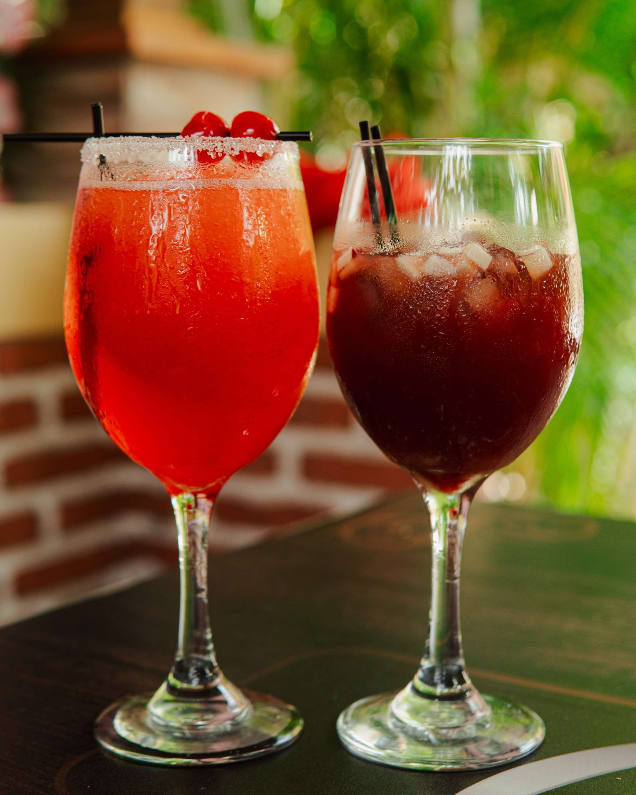 Two chilled drinks with sugar rim